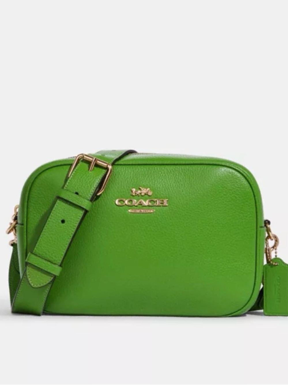 Coach Jamie Refined Leather Crossbody Camera Bag in Green with Gold Hardware